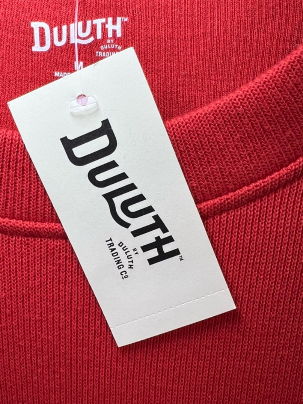 Duluth Trading Co. Ribbed Crewneck Sweatshirt  Orange Pockets Cotton  NEW Medium - Picture 3 of 13
